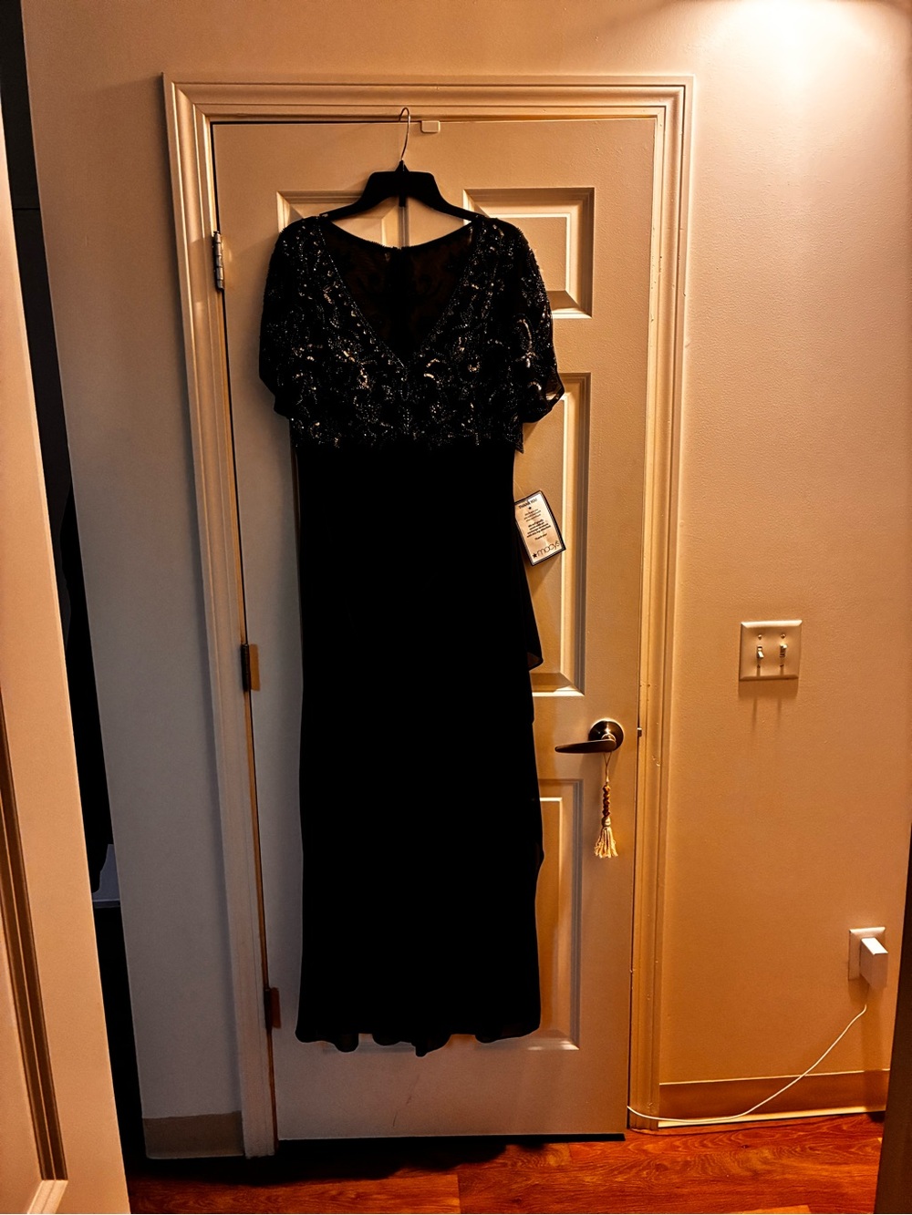 Dark blue Evening Gown with Sequin Bodice